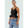 Yazlık Crop Bluz Pamuklu Örme Kumaş Kolsuz Havuz Yaka Feminen Zarifane Tasarım Rahat Ve Şık