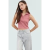 Yazlık Crop Bluz Polyester Elastan Örme Kumaş Rahat Kalıp Mükemmel Uyum Ve Şık Konforlu Kesim