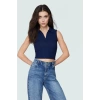 Yazlık Crop Bluz Polyester Elastan Örme Kumaş Rahat Kalıp Mükemmel Uyum Ve Şık Konforlu Kesim