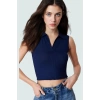 Yazlık Crop Bluz Polyester Elastan Örme Kumaş Rahat Kalıp Mükemmel Uyum Ve Şık Konforlu Kesim