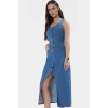 Yazlık Denim Midi Elbise Kolsuz Havuz Yaka Pamuk Casual Özenle Seçilmiş Dayanıklı Malzeme
