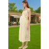 Yazlık Hamile Elbisesi Pamuklu Terrycotton Kare Yaka Bel Bağlamalı Konforlu Kesim Modern Stil