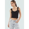 Yazlık Kadın Bluz Crop Örme Pamuklu Likralı Penye Havuz Yaka Premium Kalite Trend Tasarım