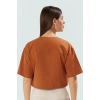 Yazlık Kadın Bluz V Yaka Regular Kalıp Terrycotton Crop Truvakar Kol Premium Kalite