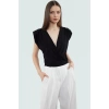 Yazlık Kadın Bluzu V Yaka Crop Regular Polyester Örme Dayanıklı Malzeme Seçkin