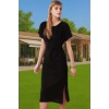 Yazlık Kadın Pamuk Midi Elbise Bodycon Kalıp Bağcıklı Tasarım Modern Stil Profesyonel Görünüm