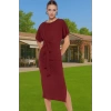 Yazlık Kadın Pamuk Midi Elbise Bodycon Kalıp Bağcıklı Tasarım Modern Stil Profesyonel Görünüm