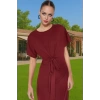 Yazlık Kadın Pamuk Midi Elbise Bodycon Kalıp Bağcıklı Tasarım Modern Stil Profesyonel Görünüm