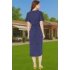 Yazlık Kadın Pamuk Midi Elbise Bodycon Kalıp Bağcıklı Tasarım Modern Stil Profesyonel Görünüm