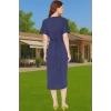 Yazlık Kadın Pamuk Midi Elbise Bodycon Kalıp Bağcıklı Tasarım Modern Stil Profesyonel Görünüm