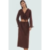 Yazlık Kadın Uzun Kollu Pamuklu Bluz Etek Takım Plaj Modası Profesyonel Görünüm Modern Stil