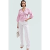 Yazlık Kısa Kol Çizgili Terrycotton Bluz V Yaka Casual Modern Stil Yüksek Kalite Uzun Ömürlü