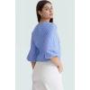 Yazlık Kısa Kol Çizgili Terrycotton Bluz V Yaka Casual Modern Stil Yüksek Kalite Uzun Ömürlü
