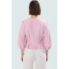 Yazlık Kısa Kol Çizgili Terrycotton Bluz V Yaka Casual Modern Stil Yüksek Kalite Uzun Ömürlü