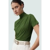 Yazlık Kısa Kollu Bluz Esnek Örme Dik Yaka Fitted Kalıp Mükemmel Uyum Trend Tasarım