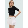 Yazlık Kısa Kollu Crop Bluz Polo Yaka Fitted Rejenere Kaşkorse Kumaş Özel Tasarım