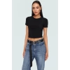 Yazlık Kısa Kollu Örme Crop Bluz Bisiklet Yaka Fitted Konforlu Kesim Özenle Seçilmiş