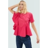 Yazlık Kısa Kollu Pamuklu Bluz Regular Kalıp Bisiklet Yaka Özel Tasarım Modern Stil Rahat Kullanım
