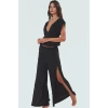 Yazlık Kolsuz Bluz ve Yırtmaçlı Pantolon Takım Dokuma Kumaş Yüksek Kalite Modern Stil