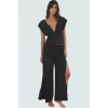Yazlık Kolsuz Bluz ve Yırtmaçlı Pantolon Takım Dokuma Kumaş Yüksek Kalite Modern Stil