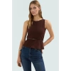 Yazlık Kolsuz Fitted Bluz Scuba Krep Kumaştan Rahat Modern Stil Profesyonel Görünüm