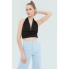 Yazlık Kolsuz Örme Bluz Fitted Boyundan Bağlamalı Rahat Ve Şık Kaliteli İşçilik