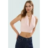 Yazlık Kolsuz Örme Bluz Fitted Boyundan Bağlamalı Rahat Ve Şık Kaliteli İşçilik