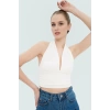 Yazlık Kolsuz Örme Bluz Fitted Boyundan Bağlamalı Rahat Ve Şık Kaliteli İşçilik
