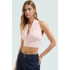 Yazlık Kolsuz Örme Bluz Fitted Boyundan Bağlamalı Rahat Ve Şık Kaliteli İşçilik