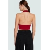 Yazlık Kolsuz Örme Bluz Fitted Boyundan Bağlamalı Rahat Ve Şık Kaliteli İşçilik