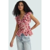 Yazlık Kolsuz Şifon Bluz V Yaka Çiçek Desenli Polyester Kumaş Premium Kalite Yüksek