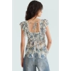 Yazlık Kolsuz Şifon Bluz V Yaka Çiçek Desenli Polyester Kumaş Premium Kalite Yüksek