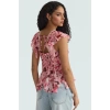 Yazlık Kolsuz Şifon Bluz V Yaka Çiçek Desenli Polyester Kumaş Premium Kalite Yüksek