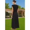 Yazlık Maxi Elbise Tek Kol Derin V Yaka Yırtmaçlı Viskoz Elastan Konforlu Kesim Modern Stil