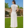Yazlık Maxi Elbise Tek Kol Derin V Yaka Yırtmaçlı Viskoz Elastan Konforlu Kesim Modern Stil