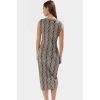 Yazlık Midi Bodycon Elbise Örme Kumaş Animal Desen Kare Yaka Trend Tasarım