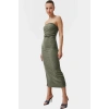 Yazlık Midi Elbise Kolsuz Bodycon Polyester Örme Kumaş Uzun Ömürlü Şık Görünüm