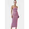 Yazlık Midi Elbise Kolsuz Bodycon Polyester Örme Kumaş Uzun Ömürlü Şık Görünüm