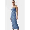 Yazlık Midi Elbise Kolsuz Bodycon Polyester Örme Kumaş Uzun Ömürlü Şık Görünüm