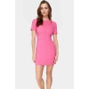 Yazlık Mini Elbise Nefes Alan Polyester Bodycon Bisiklet Yaka Kısa Kollu Cepsiz