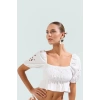 Yazlık Nakışlı Fitted Plaj Bluz Terrycotton Kumaş Premium Kalite Trend Tasarım Yüksek