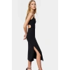 Yazlık Örme Elbise Bodycon Kalıp Midi Boy Cut Out ve Yırtmaç Detayları Modern Stil