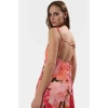 Yazlık Örme Maxi Elbise A Line Çok Çiçek Baskı Rahat ve Şık Modern Stil