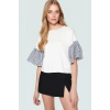 Yazlık Pamuklu Bluz Regular Kalıp Büzgülü Kol Detaylı Modern Stil Zarifane Tasarım