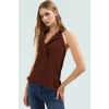 Yazlık Pamuklu Polyester Bluz Kolsuz Ceket Yaka Regular Kesim Profesyonel Görünüm