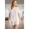 Yazlık Pijama Takımı Kiraz Desenli Örme Şortlu Takım Kaliteli İşçilik Profesyonel Görünüm