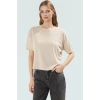 Yazlık Rahat Crop Bluz Scuba Kumaş Bisiklet Yaka Regular Kalıp Kullanım Premium Kalite