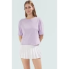 Yazlık Rahat Crop Bluz Scuba Kumaş Bisiklet Yaka Regular Kalıp Kullanım Premium Kalite