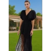 Yazlık Şık Püsküllü Midi Elbise Pamuklu Viskoz Kumaş Plaj ve Günlük Modern Stil Seçkin Malzeme