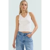 Yazlık Triko Bluz Polo Yaka Crop Fitted Kalıp %100 Polyester Profesyonel Görünüm